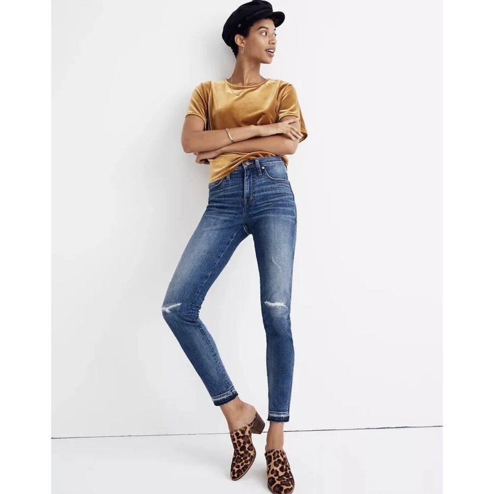 Madewell 9" High Riser Skinny Skinny Jeans Women's Size 29 Blue Faded Distressed
